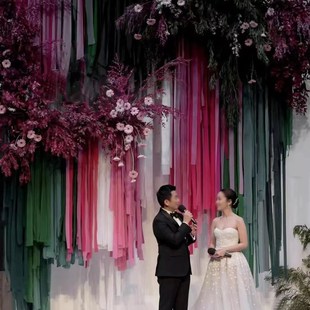 创意婚礼吊顶彩条DIY造型布条布幔舞台橱窗装饰结婚布置婚庆道具