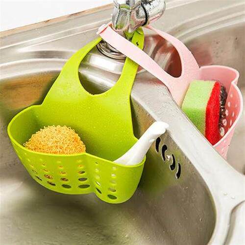 Adjustable button type faucet storage hanging basket sink ha
