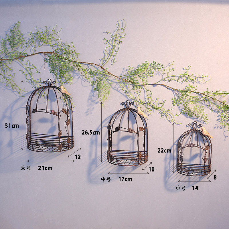 鸟笼铁艺挂饰墙面装饰品电视墙背景壁挂件花篮挂墙上的餐桌个性创