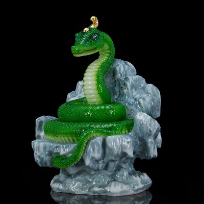 生肖蛇灵蛇摆件东北蛇家真身柳家蟒蛇青蛇白蛇汉白玉家用摆件