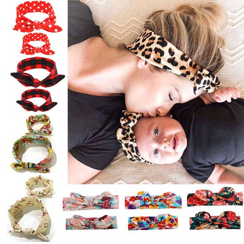 2Pcs Mother & Baby Children Turban Hair Band Accessories Bab