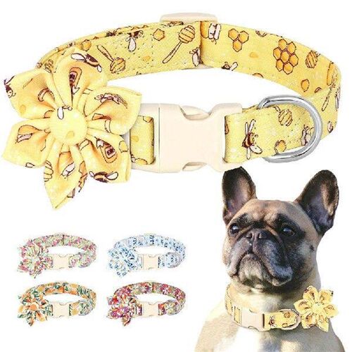 Cute Bowtie Dog Collar Light Nylon Pet Collars Bee Flower