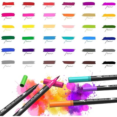 12 24 36 Colour Felt Tip Pens Watercolour Marker Pen,Double