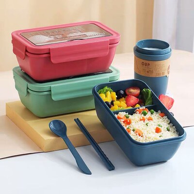 1100ml Microwave Lunch Box Portable 2 Layer Food Container H