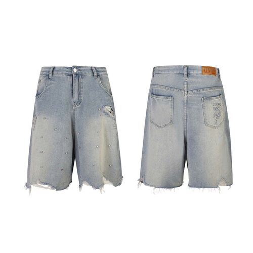 National Tide High Sreet Washed Old Hot Drill Worn Denim Sho