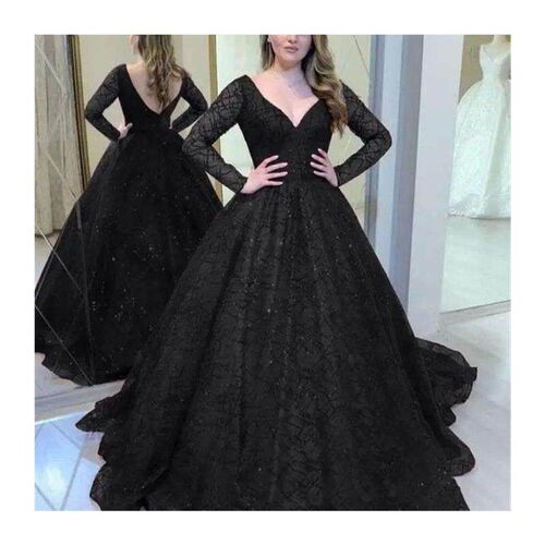 202 New Deep V-neck Prom Dresses A-line Sequined Fashion Te