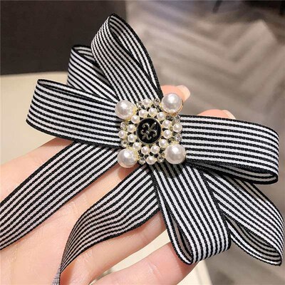 Bow Tie Womens Stripe College Style British Vintage Brooch