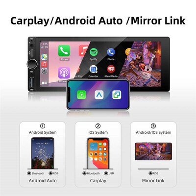 1DIN 6.86inch Universal MP5 Car Radio Support Wireless Carpl