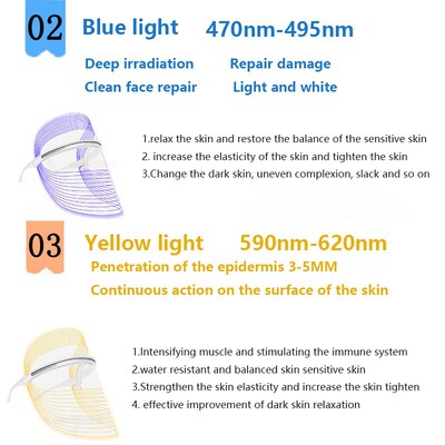 LED Light Photon Face Mask 3 Colors Skin Rejuvenation Whiten