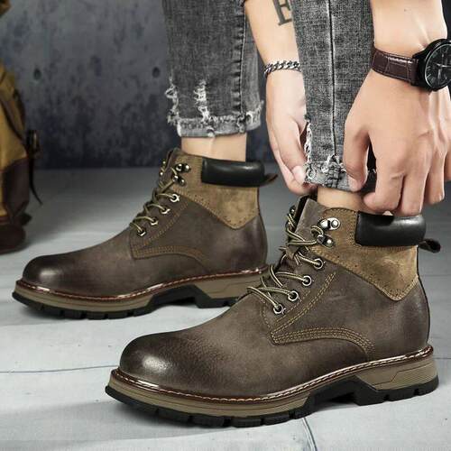 Natural Leather Winter Boots Genuine Cow leather Warm Men Wi