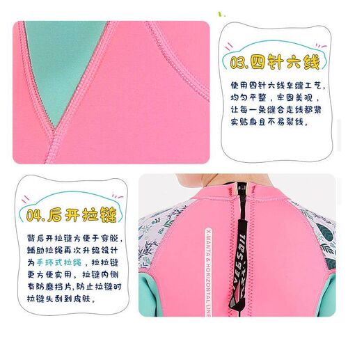 Girls Swimsuit 2.5MM Neoprene Thick Warm Wetsuit Long Sleeve