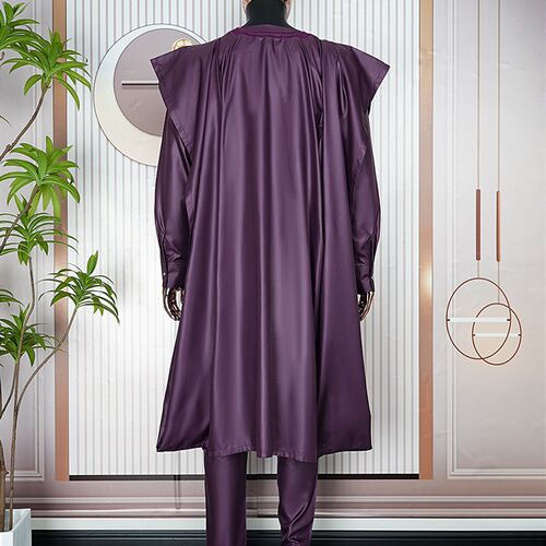 H&D African Clothes for Men Traditional Bazin Embroidery Red