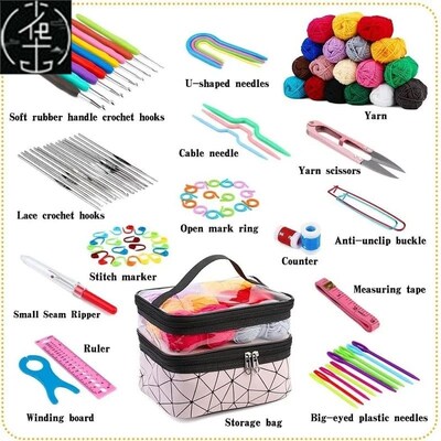 105Pcs Crochet Kit Beginner Crocheting Kit with Yarn Set Inc