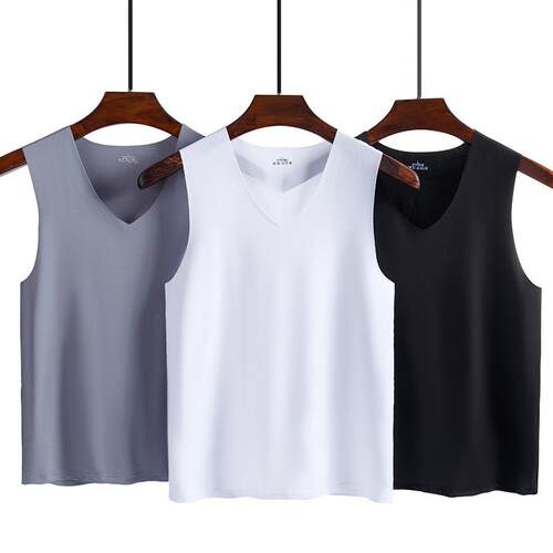 Summer mens seamless ice silk vest for mens slim fit