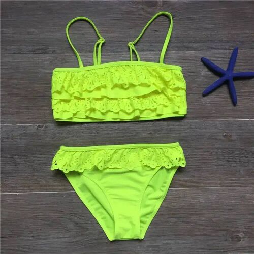 7-16years Children Swimwear Falbala Girls Swimwear Baby Kids