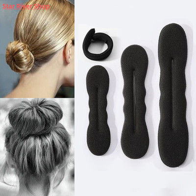 Multi size Sponge Black Hair Styling Donut Bun Curler Maker