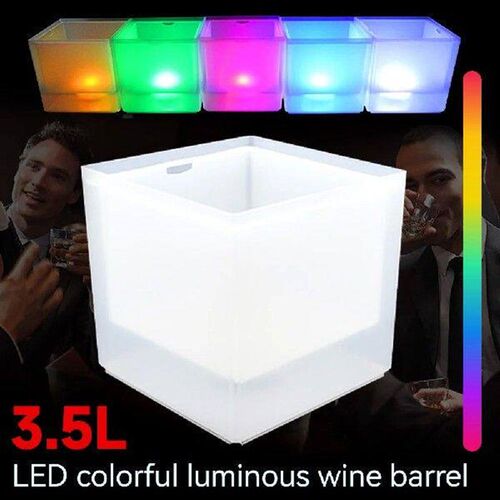 LED Ice Bucket 3.5L Colorful Cooler Bucket Double Layer