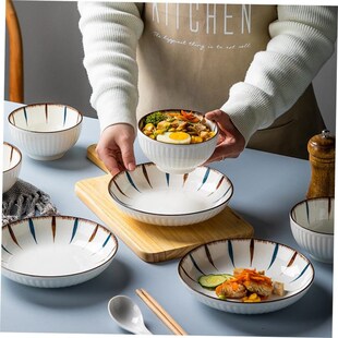 18pcs Set bowls plates ceramic tableware kitchen snack spoon