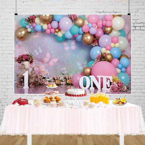 Newborn Baby 1st Birthday Backdrop for Girl Boy First Birthd