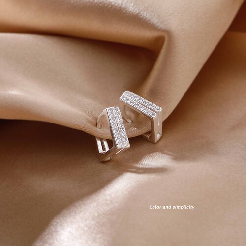 Luxury New 2021 Piercing Stud Earrings Crystal Zircon Row Si