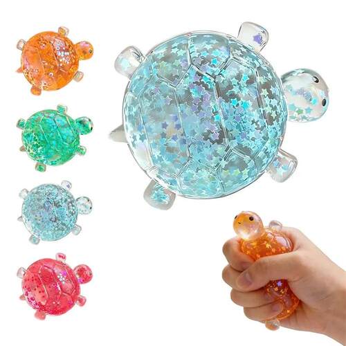 Small Squishy Turtle Fidget Toy Glitter Turtle Squeeze Toy