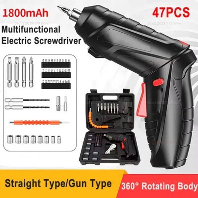 47pcs Rechargeable 36V Cordless Electric Screwdriver Kit Lit