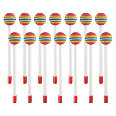 A64E 14 Pcs Lollipop Drum Mallet Sticks Round Rainbow