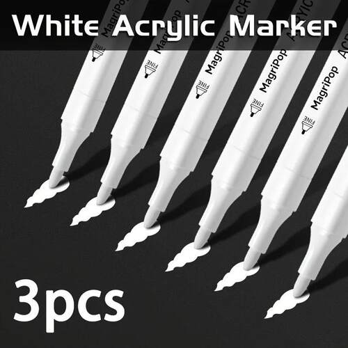 5pcs White Acrylic Marker,Permanent Pen Art Supplies for Bla