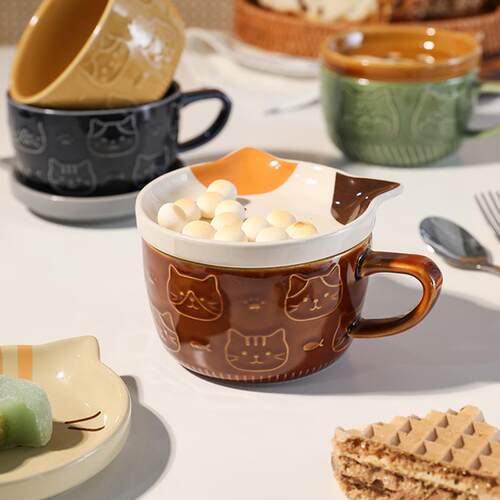 Ceramics Cute Cat Cup Shiba Inu Coffee Cups Mug with Lid Per