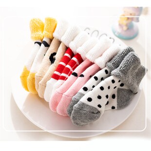 5Pairs/Set Winter Warm Strip Baby Socks Cute Cartoon Dot Thi