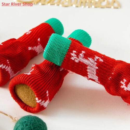 4/24Pcs Christmas Knitted Chair Leg Socks Furniture Pad Leg