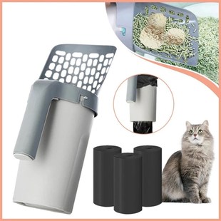 Cat Litter Scoop with Refill Bag For Pet Filter Clean Toilet