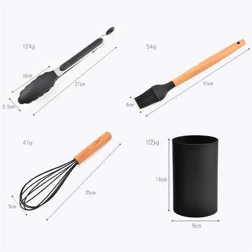 Best Silicone Cooking Utensil Set Wooden Handle Spatula Soup
