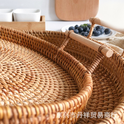 Tray rattan woven Vietnamese woven bread basket fruit basket