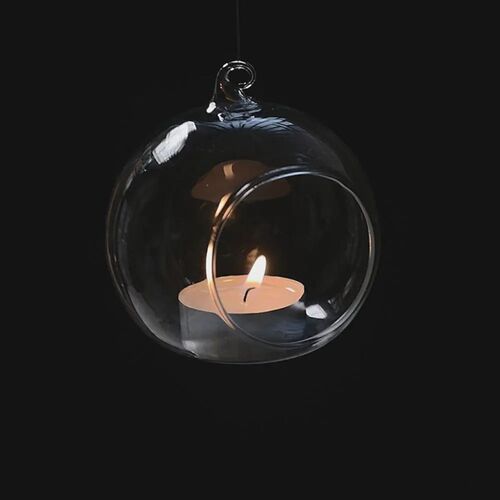 6/8/10/12Cm Clear Glass Round Hanging Candle Tea Light Holde
