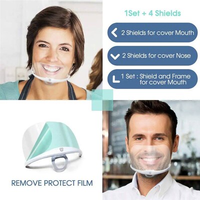 10Pcs Reusable Transparent Anti-fog Mask Shield Cover Restau