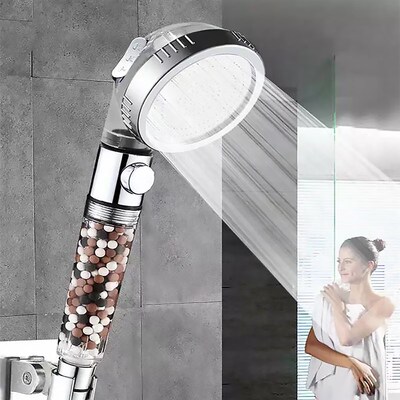 Negative Ion Filter Rain Shower Head Set Water Saving Shower