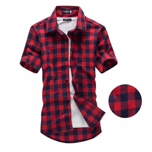 Red And Black Plaid Shirt Men Shirts 2022 New Summer Fashion
