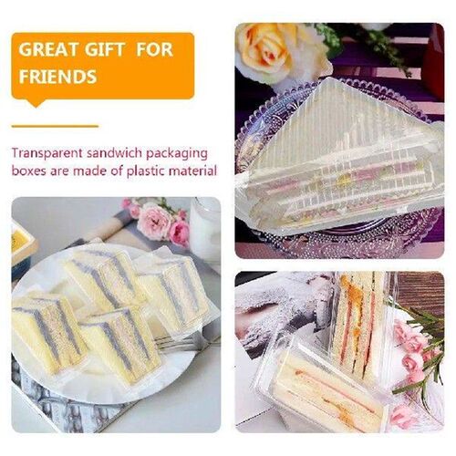 60 Pcs Plastic S wich wich Packing Box Boxes Clear Triangle