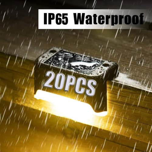 Warm White LED Solar Step Lamp Path Stair Outdoor Garden Lig