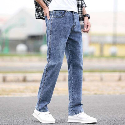 Mens Jeans Mens Straight Loose Large Size Stetch Business
