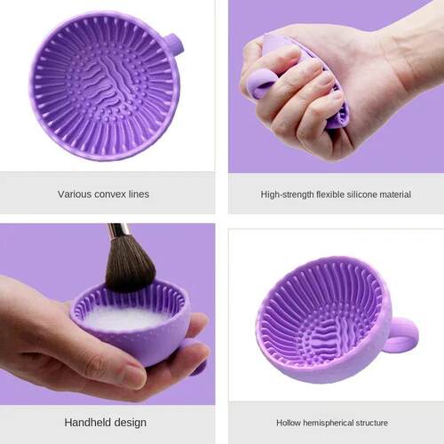 Makeup Brush Cleaner Folding Powder Puff Cleaning Bowl Eyesh