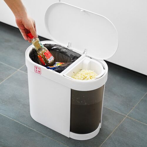 DualPurpose Plastic Household Bin with Lid Wet Dry Separatio