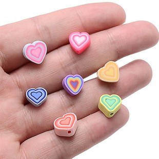 30/50pcs Colorful Melaleuca Heart Shape Clay Beads Polymer C
