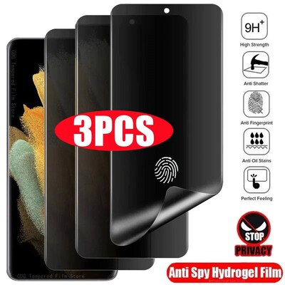 3Pcs Anti Spy Hydrogel Film Screen Protector for  Galaxy S21