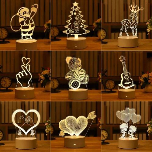Romantic Love 3D Acrylic Led Lamp for Home Childrens Night
