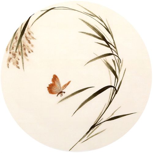 苏绣diy初学 针脚扫描 水墨画水稻蝴蝶 手工入门刺绣材料包