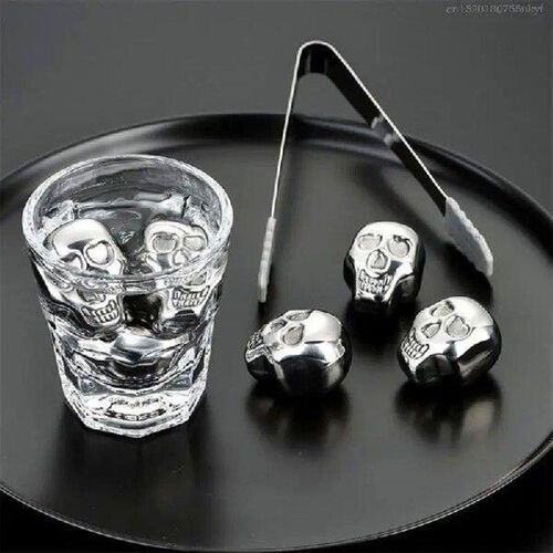 Reusable Skull Head Ice Cube Stainless Steel Chilling