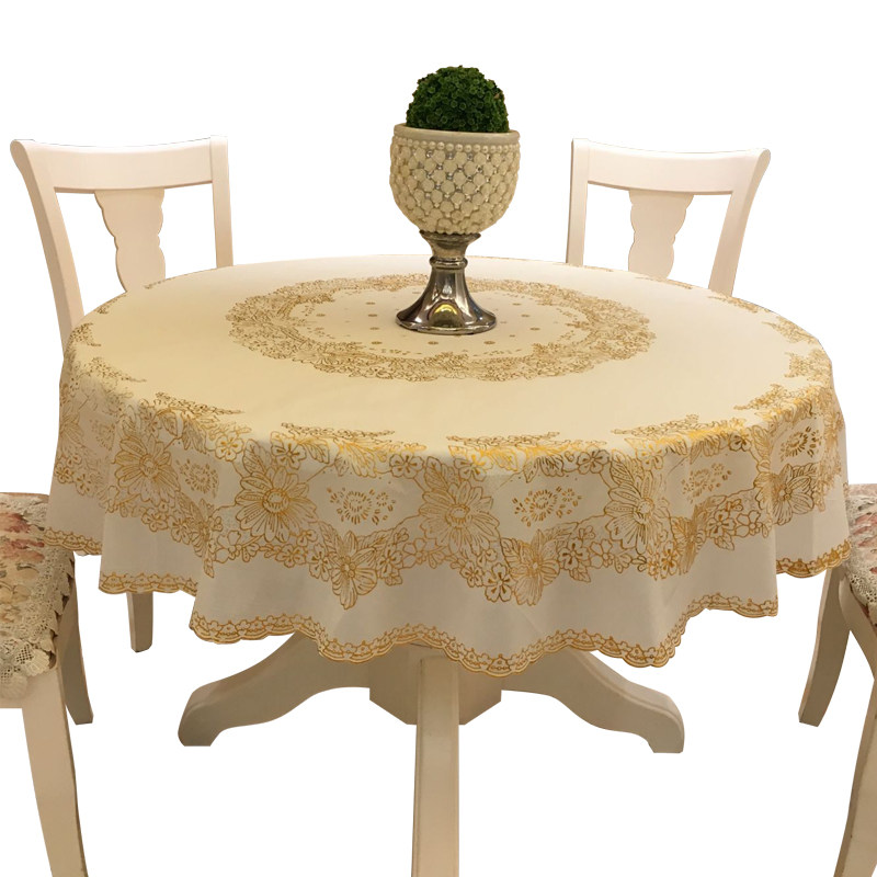 PVC家用塑料桌布酒店圆形桌布饭店圆形台布防水免洗防烫圆桌布