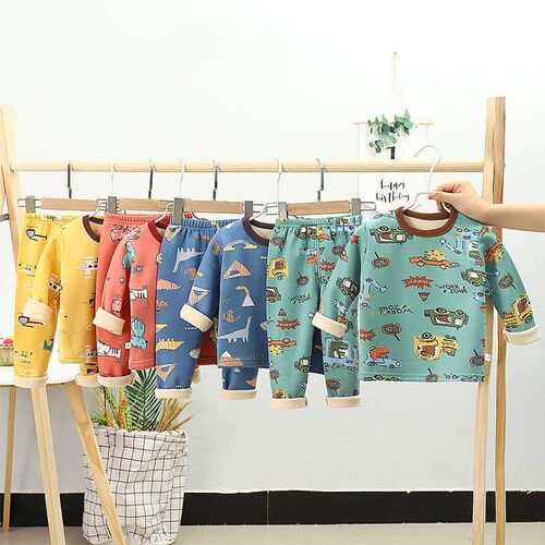 Childrens Fleece-lined Underwear Set Autumn and Winter New
